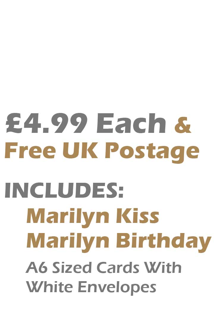 Marilyn Monroe 2 Card Set £4.99 Includes Mariyn Kiss & mMarilyn Happy Brithday Cards 